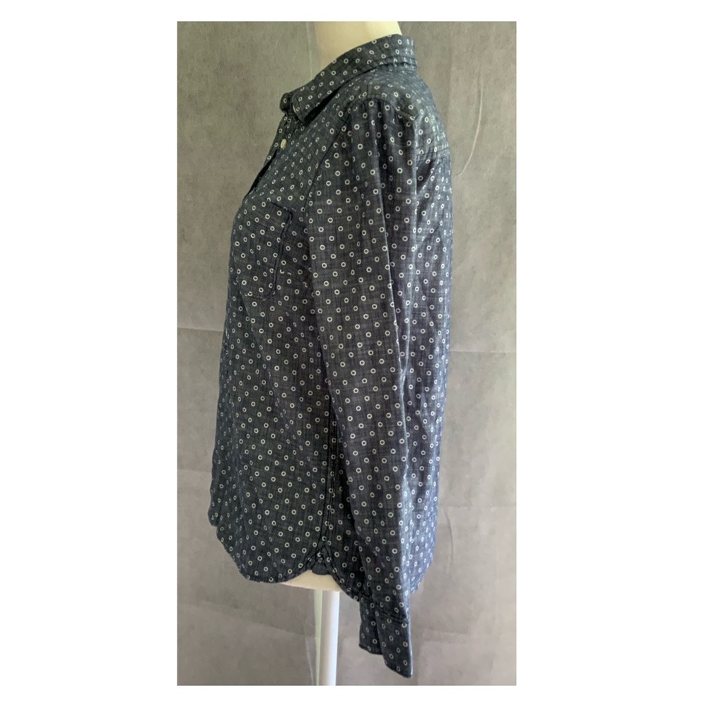 J. Crew Circle Print Chambray Popover Shirt Sz 0 - image 3